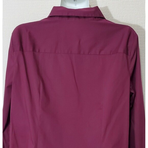 Doncaster Button Up Blouse Womens 14 Burgundy Top Stretch Long Sleeve Business - Picture 5 of 11
